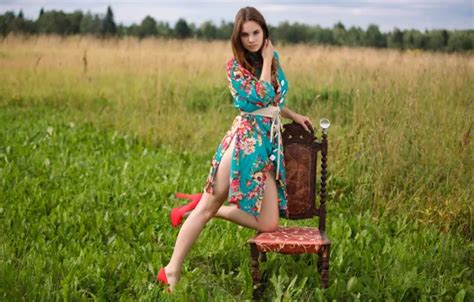 Wallpaper Long Hair Field Nature Model Brunette Sexy Woman Countryside Gorgeous For