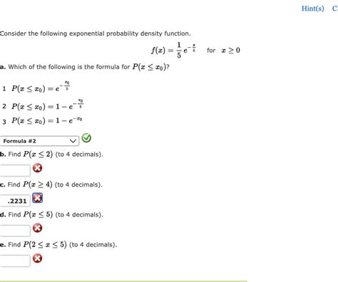 Solved Consider The Following Exponential Probability Chegg