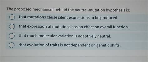 Solved The proposed mechanism behind the neutral-mutation | Chegg.com