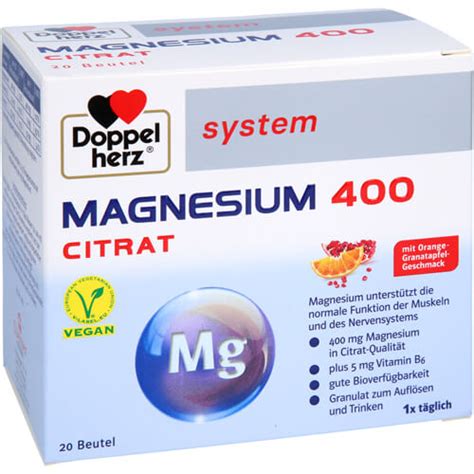 DOPPELHERZ Magnesium 400 Citrat system Granulat Ernährung