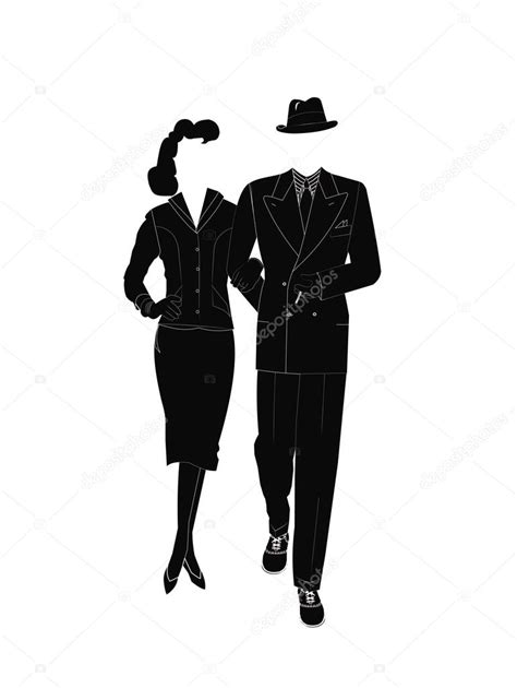 Gangster And His Moll In Silhouette Stock Vector By ©retroartist 34911455