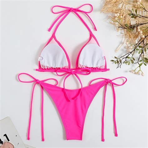 Bikini Set Badebekleidung Sexy Frauen G String Tanga Solid Color