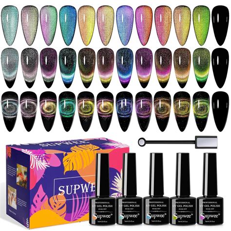 Amazon Supwee D Cat Eye Gel Nail Polish Set With Magnet