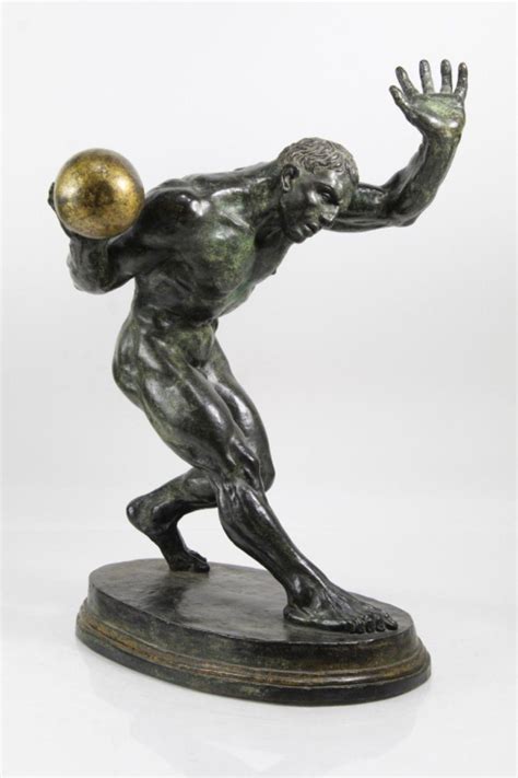 Lot SIGNED BRONZE SCULPTURE MALE NUDE ATHLETE S