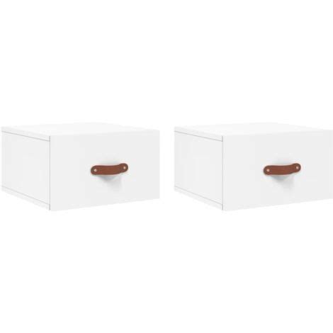 Tables De Chevet Murales 2 Pcs Blanc 35x35x20 Cm The Living Store