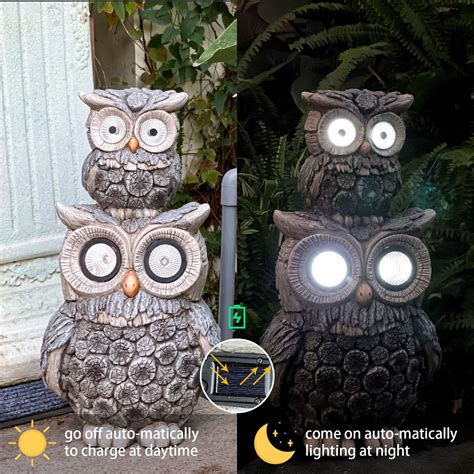 Resin Craft Owl Garden Statue With Solar Lights China Owl Statue And