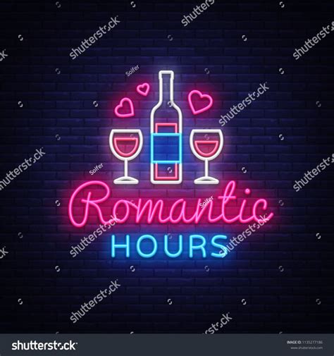 Romantic Dinner Neon Sign Vector Romantic Stock Vector Royalty Free