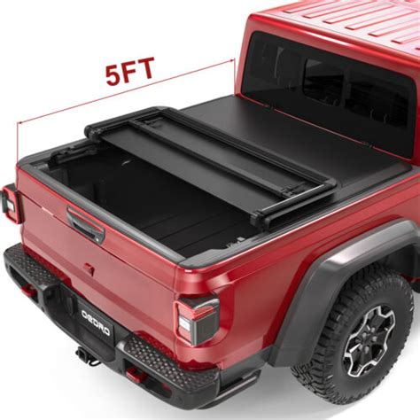 Oedro 5ft Tri Fold Soft Truck Bed Tonneau Cover For 2020 2023 Jeep Gladiator Jt Ebay