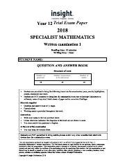 Year Specialist Mathematics Trial Exam Paper Course Hero