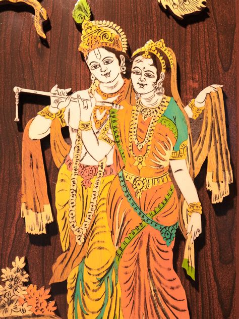 31 Attractive Radha And Krishna With Murali Natural Color On 3d Wood