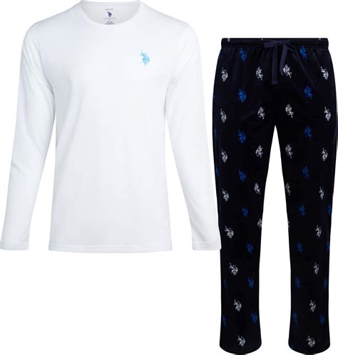 Us Polo Assn Mens Pajama Set 2 Piece Long Sleeve T Shirt And