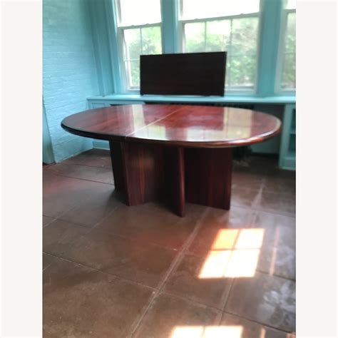 Mid Cen Mod Rosewood Oval Dining Table w 2 Inserts - AptDeco