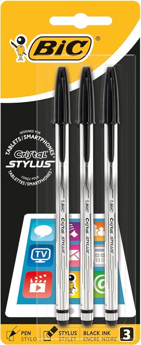 BIC Cristal Stylus Stylos Stylet Pointe Moyenne 1 0 Mm Noir