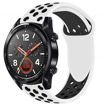 Silikonowy sportowy pasek do zegarka Huawei Watch GT Biały Bzarny