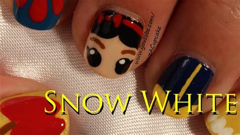 Snow White Inspired Nail Art Snow White Nails White Nail Art Cute