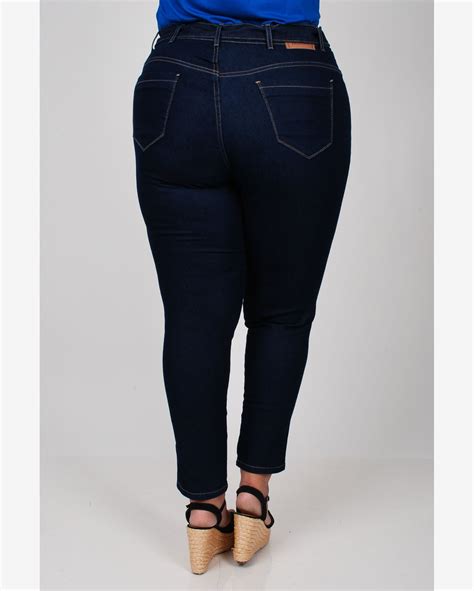 Riachuelo Calça skinny jeans cinto plus size jeans blue