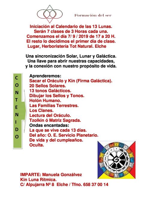 Talleres Del Calendario De Las 13 Lunas En Elche Alicante Onda Encantada