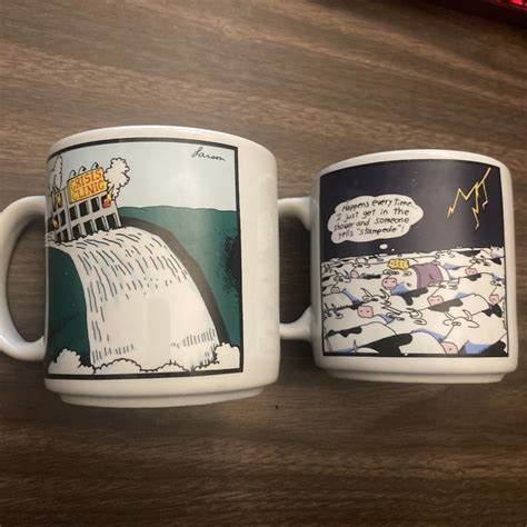 1986 Far Side Gary Larson Mug Cow Stampede Lot Of 2 Crisis Clinic 1982 Cartoon Ebay