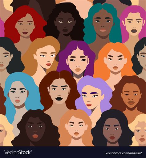 Female Diverse Faces Of Different Ethnicity Vector Image