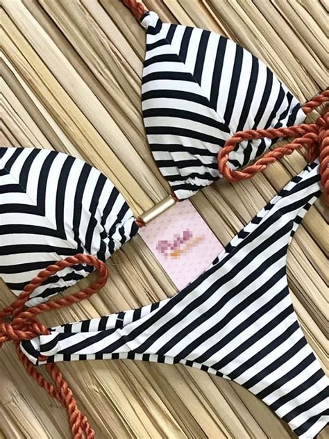 Ruotongsept Striped Bikini Set Knotted Swimsuit Women Biquinis