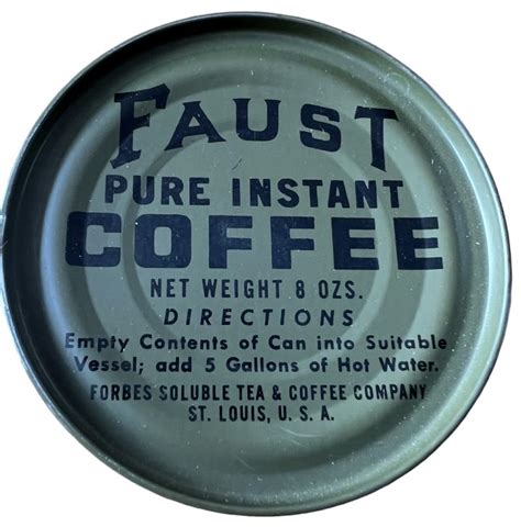 Clements Militaria Us Army Ration Faust Coffee Unopened