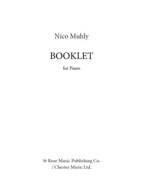 Booklet Von Nico Muhly Klaviernoten Online Kaufen