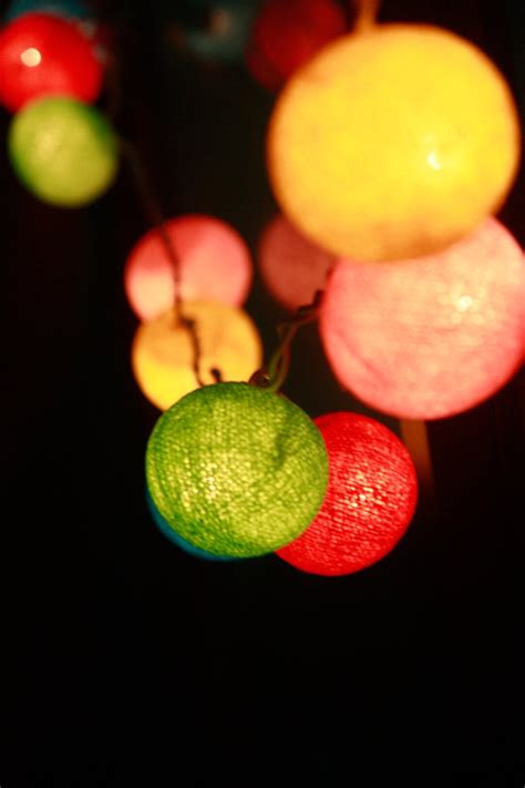 Colourful Cotton Ball String Lights for Patioweddingparty - Etsy