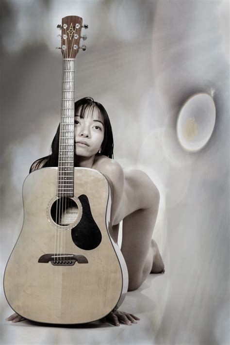 Fine Art Nude Asian Girl With Guitar B W Set 1947 Kendree Miller