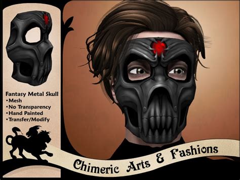 Second Life Marketplace Fantasy Metal Skull Mask Face Armor Pewter