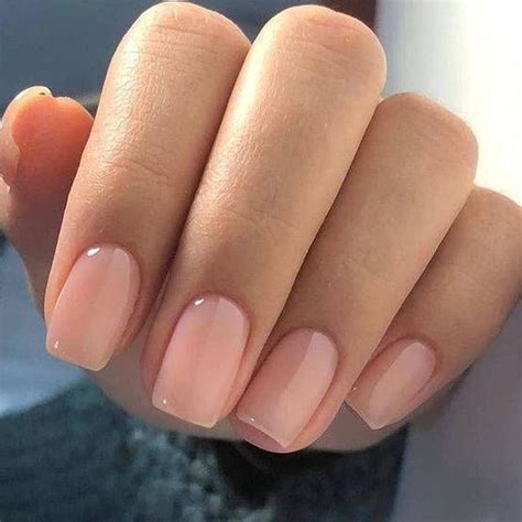 YOSOMK Natural Nude Press On Nails Short Square Fake Nails Translucent Glossy Stick On Nails