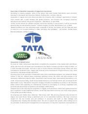 105100289 Case Study Of Tata Motor Acquisition Of Jaguar And Land Rover