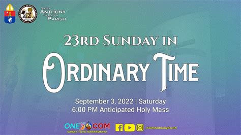 23rd Sunday In Ordinary Time 6 00 PM Anticipated Holy Mass