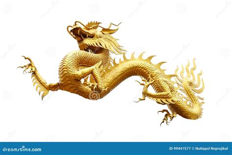 Chinese Golden Dragon Isolated on White with Clipping Path Stock Image ...