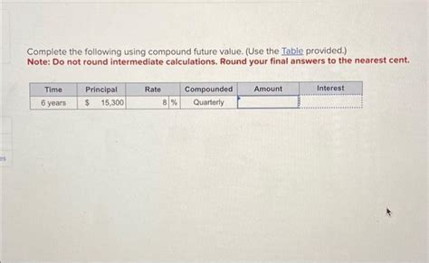 Solved Complete The Following Using Compound Future Value Chegg