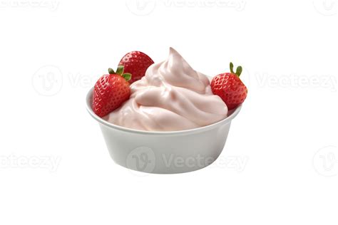 Bowl Of Strawberry Yogurt On Transparent Background 27144771 Png