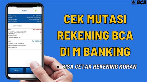 Cara Cek Mutasi Rekening Bca Di M Banking Youtube