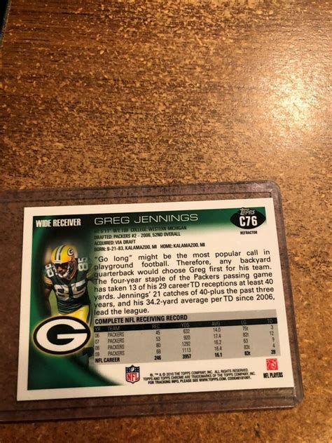 2010 Topps Chrome Football Refractor C76 Greg Jennings EBay