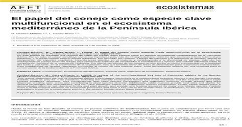 El Papel Del Conejo Como Especie Clave Multifuncional En El Ecosistema · 2016 08 20 · Recibido