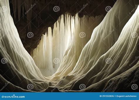 Glacial Ice Grotto From Fantasy Illustration Showing The Interior Of