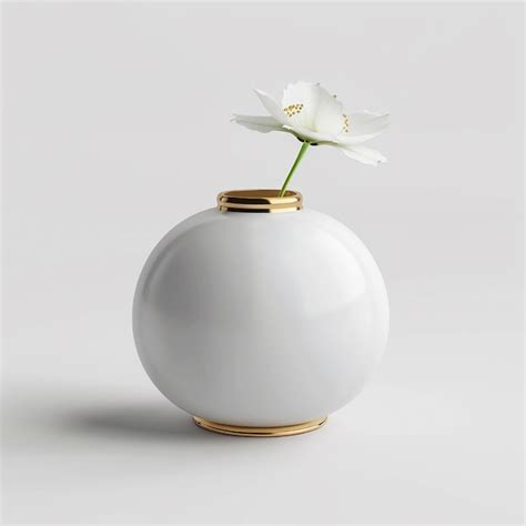 There Is A White Vase With A Flower In It On A Table Generative Ai