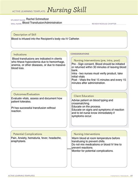 Active Learning Template Nursing Skill