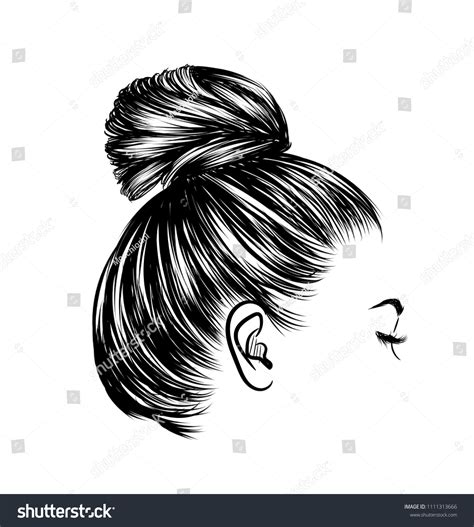 Woman Stylish Classic Bun Perfet Eyebrow Stock Vector Royalty Free