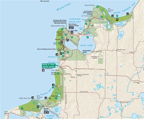 Sleeping Bear Dunes Park Map - State Coastal Towns Map