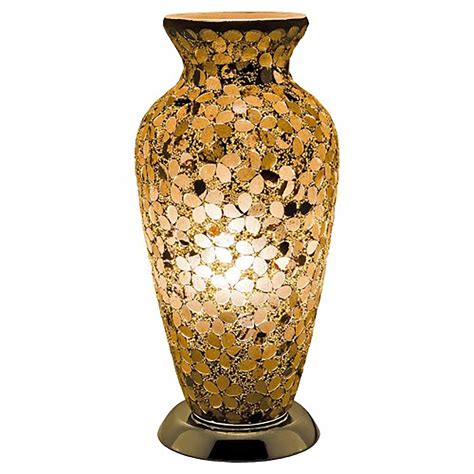 Autumn Gold Flower Mosaic Glass Vase Lamp Table Lamps Glass Lamps