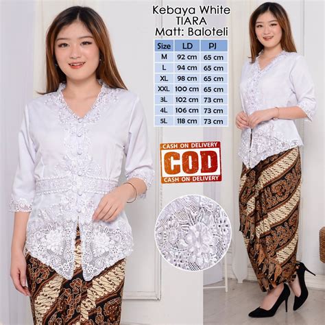 Jual Atasan Kebaya Bordir Kutubaru Modern Cantik Lengan Warna Putih