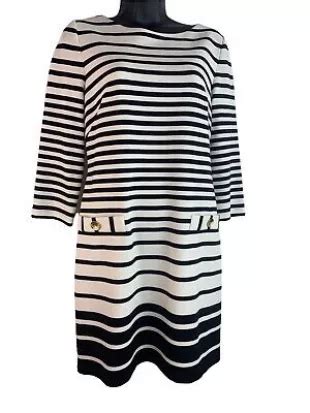 ELIZA J Black White Ombre Stripe Shift Dress