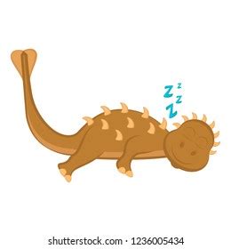 Cute Dinosaur Cartoon Character Sleeping Vector Stock Vector Royalty