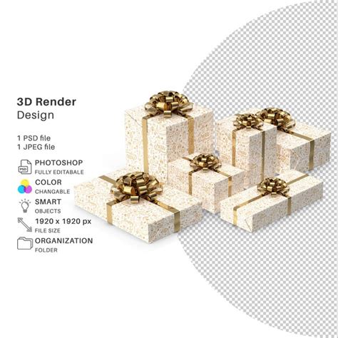 Premium PSD Festive Gift Boxes 3d Modeling Psd File Realistic Festive