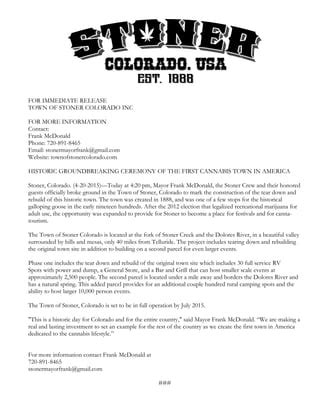 Press Release Stoner Groundbreaking 420 PDF