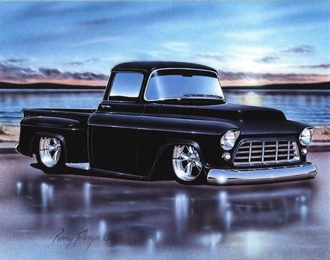 1955 56 Chevy 3100 Stepside Pickup Hot Rod Truck Art Print 11x14 Poster Gmc Trucks Classic